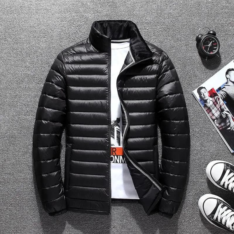 Ultralight Down Jacket Men's Stand-up Collar Short Portable Jacket Large Size Winter Jacket XXXL black