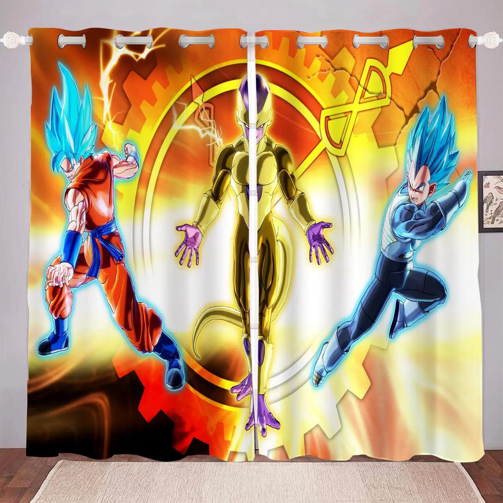 Dragon Ball Cartoon Curtain Print Boy Gifts Bedroom Polyester Shading Living Room Window Blackout Partition Home Decoration 183x160cm&Grommet Top