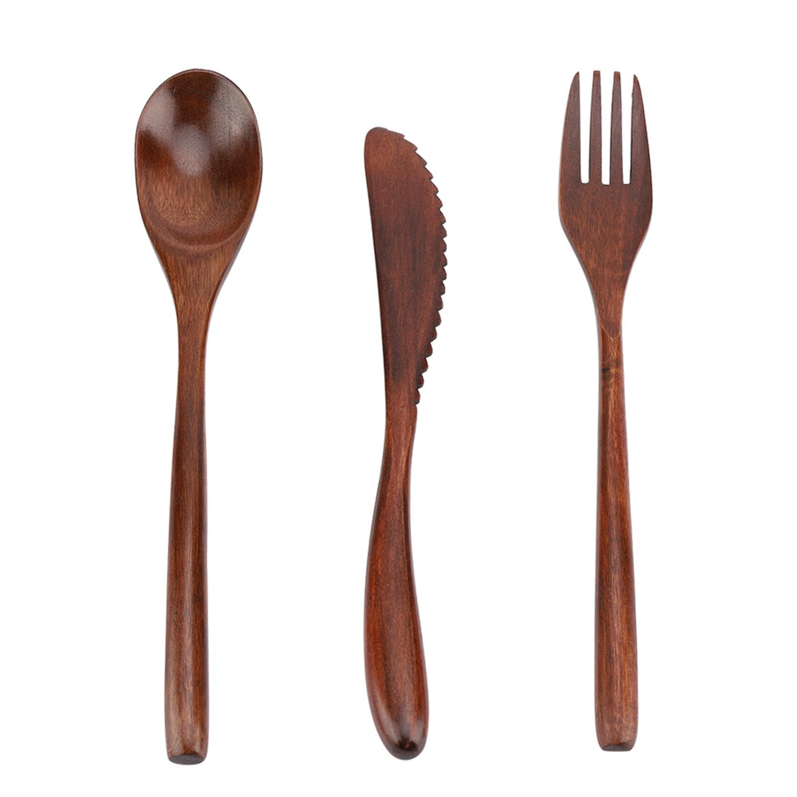 Japanese Style Reusable Wooden Dinnerware Set Tableware Kit (Knife & Fork & Spoon Only) L