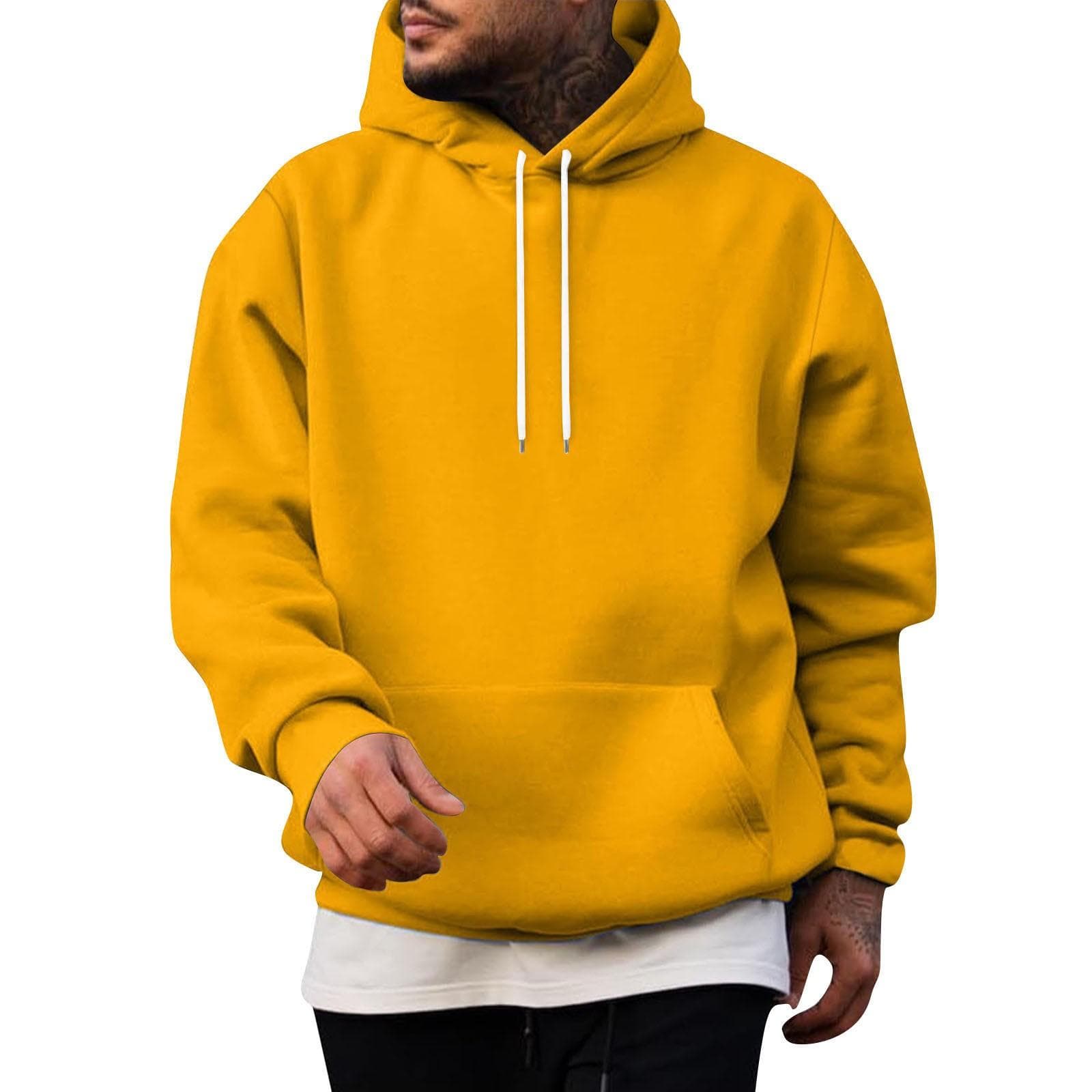 Hooded Sports Tracksuit Unisex Running Outfits Long Sleeve Pullover Hoodies Sweatshirt L yellow