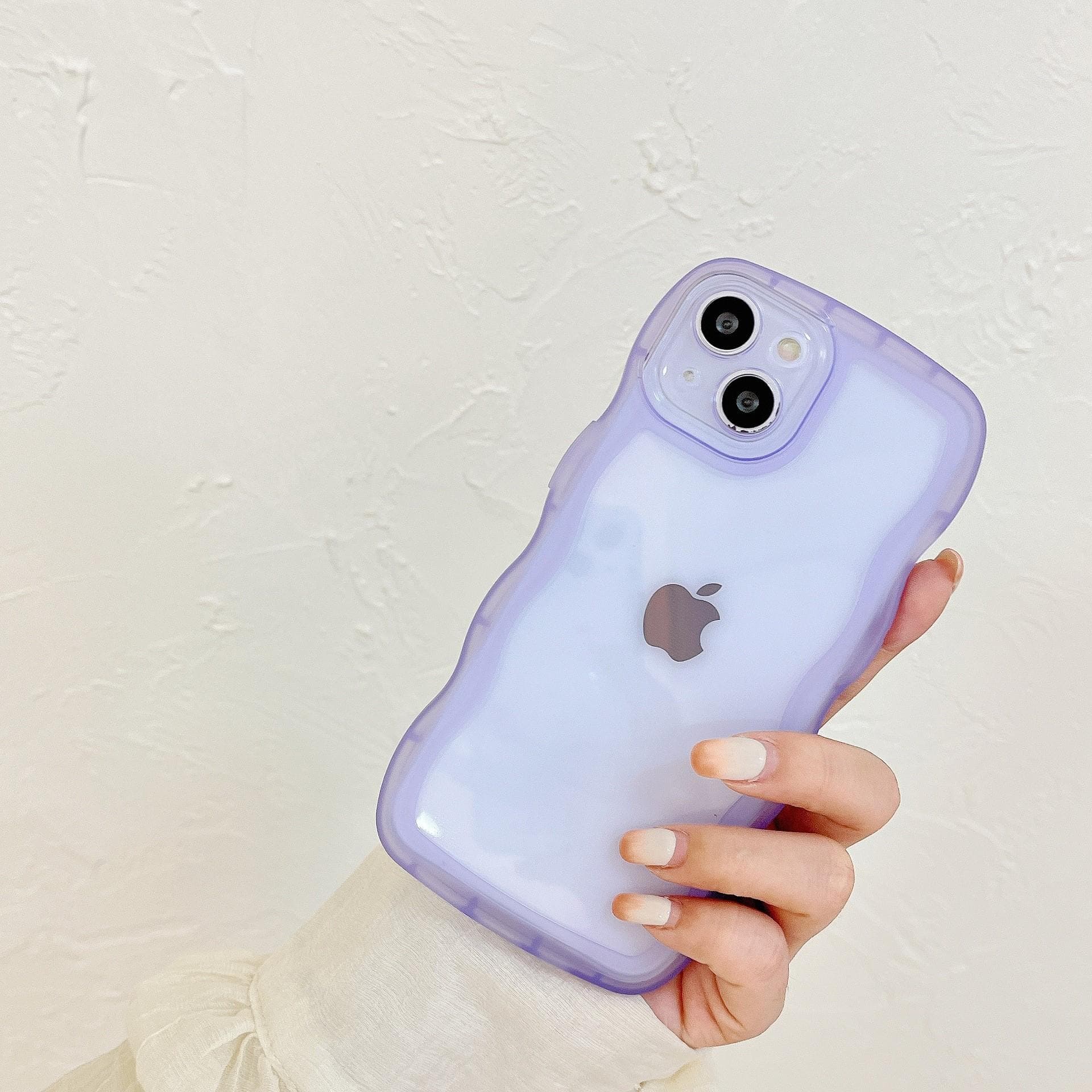 Applicable To Apple 16 Large Wave Mobile Phone Case IPhone 12ins Style Simple Soft Shell XR Anti-fall Color Protection Case 16PROMAX purple