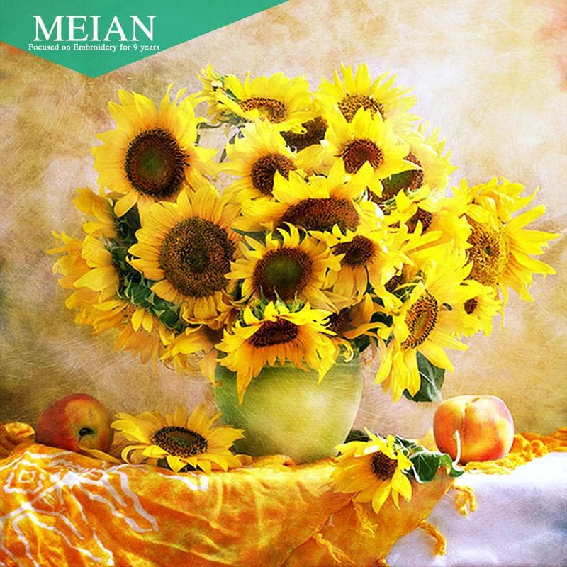 Round Rhinestone Diamond Embroidery Sunflower 5d Diy Diamond Painting Handicraft Cross Stitch 30x30