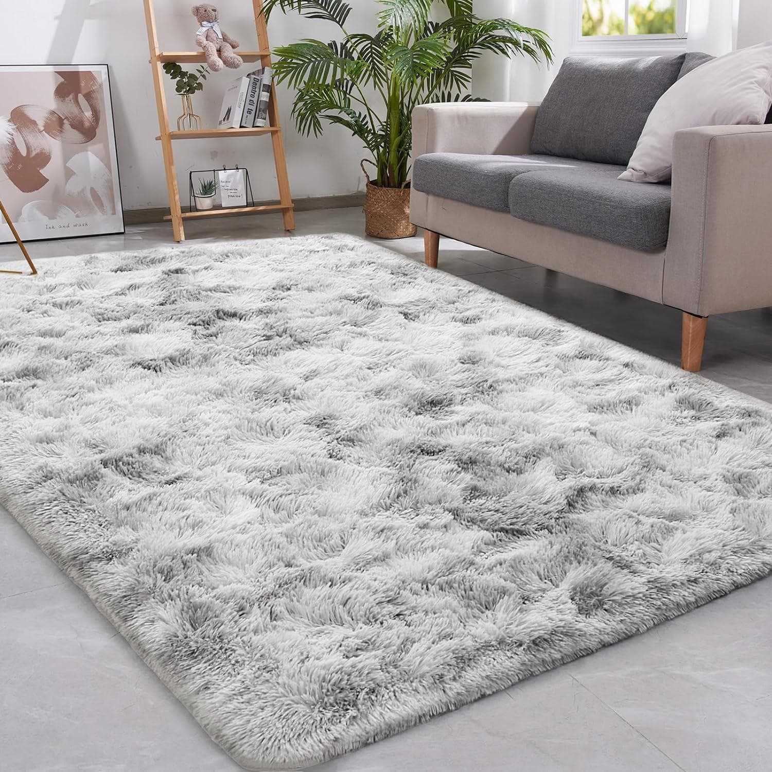 Super Soft Shaggy Rugs 5x7Feet Indoor Mats for Living Room Bedroom Anti-Skid Rectangular Tie-Dyed Fluffy Carpets Home Decor 50cmx80cm
