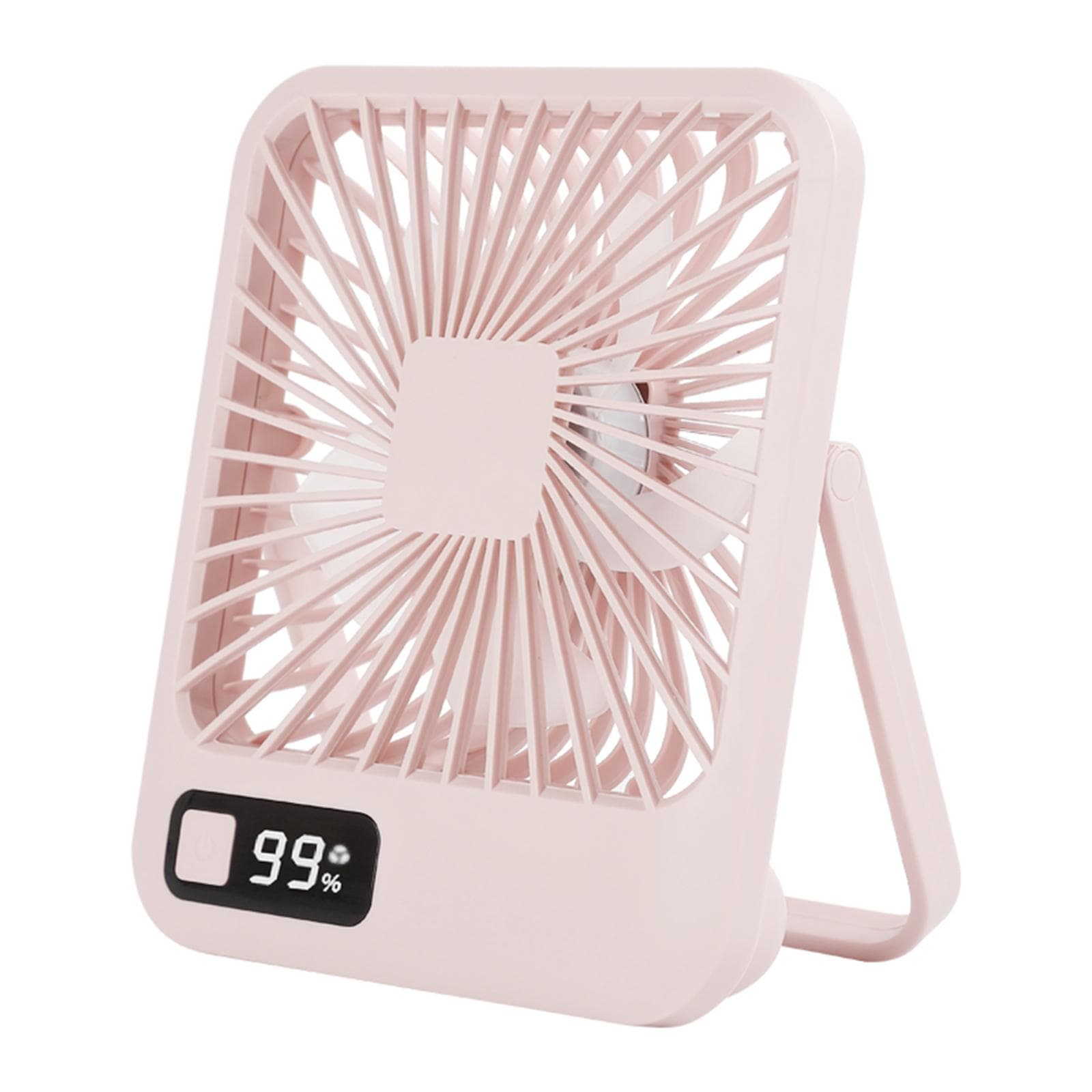 Q3 Desk Fan Portable Personal Fan Digital DIsplay 5 Wind Speeds Adjustable Electric Cooling Fan USB pink