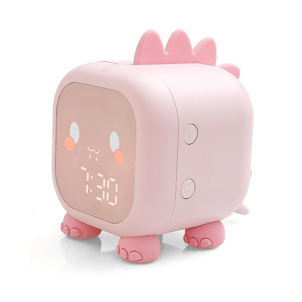 Kids Alarm Clock Cute Dinosaur Digital Alarm Clock for Kids Bedside Clock Children s Sleep Trainier pink