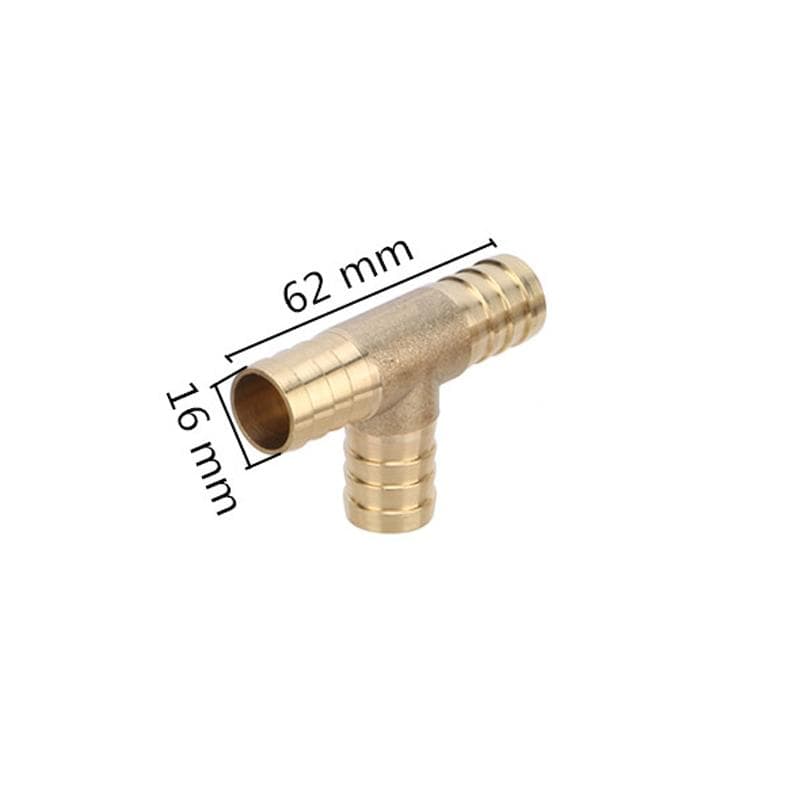 3-way T-Shape Brass Barb Pipe Hose Fitting 6/8/10/12/14/16/19mm Pipe Port Copper Pagoda Water Tube Fittings Garden Supplies 1Pc 16MM