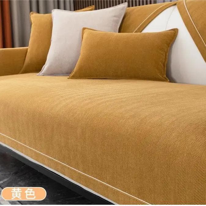 Chenille L-shaped Sofa Cushion Pillowcase Anti Slip Wear-resistant Solid Color Settee Towel Universal for All Seasons Sofa Cover 70x70cm 1pcs