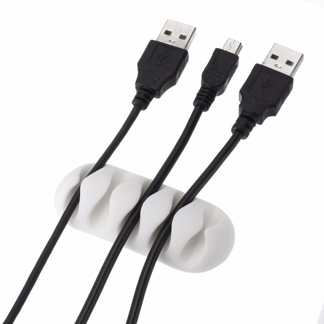 Wire Cord Lead Drop Clips USB Charger Holder Organizer Desk Cable Storage white