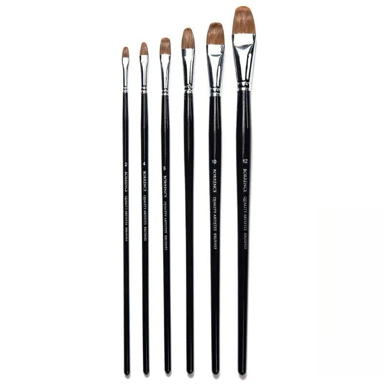 6 Selected Paint Brushes Wolf Hair Flat Head Oil Painting Art Ceramic Drawing Supplies Adult Acrylic Special Brush