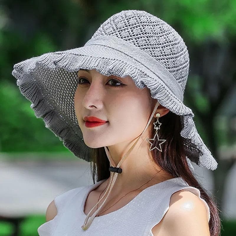 Foldable Hat Summer Women's Sunshade Fisherman Hat Korean Sun Block Sun Hat Beach Hat grey