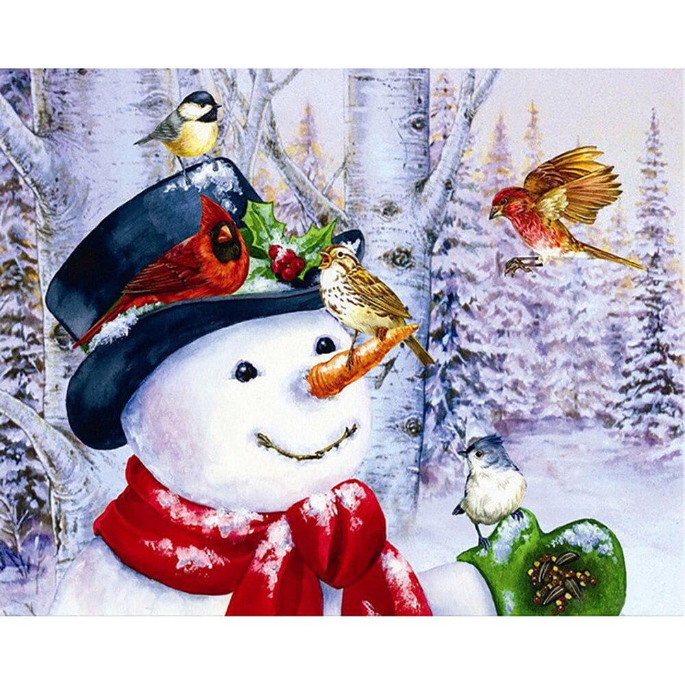 5D DIY Diamond Painting Bird Snowman Embroidery Cross Stitch Rhinestone Mosaic Home Decor 20X30CM