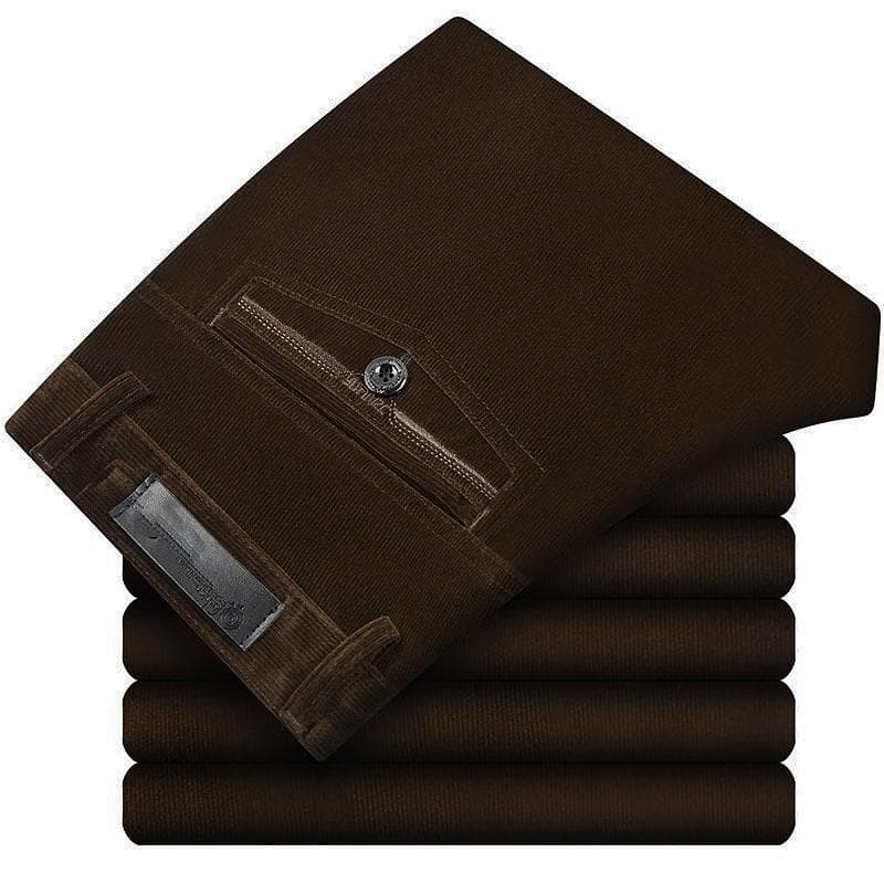 2024 Spring Autumn Business Men's Trousers Father Corduroy Suits Pants Slim Vintage Straight Trousers Straight Casual Pants 33 brown