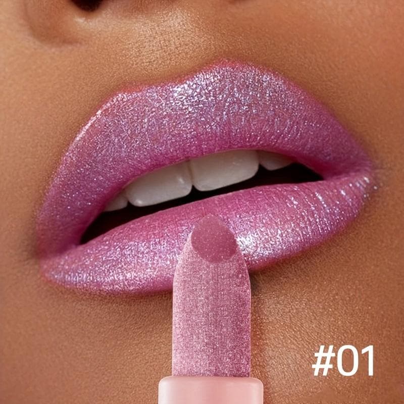 Metallic Pearl Lipstick Sparkling Lip Glaze & High Quality Material Lipstick & Long-lasting Waterproof and Sweat Resistant Shiny Pearl Lip Glaze