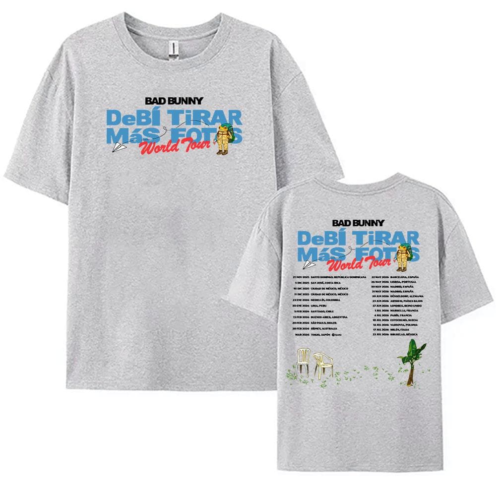 Bad Bunny 2025-2026 World Tour T-shirt Debí Tirar Más Fotos Album NEW Tshirts Short Sleeve Cotton O-neck T Shirt Women Men Clothes XS