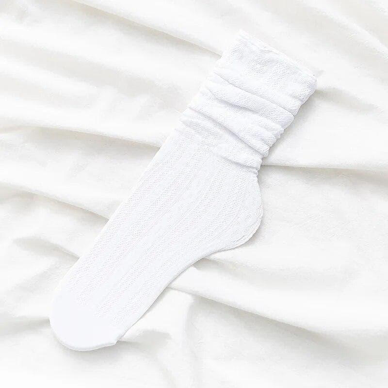 1 Pair Women Socks Mesh Lace Sexy Ultra-thin Socks Stretch Elasticity Harajuku Retro Socks white