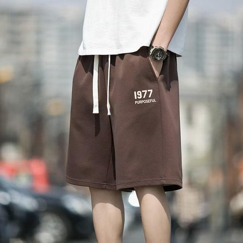 Gray shorts men's summer thin outer wear loose and versatile casual sweatpants 5XL brown