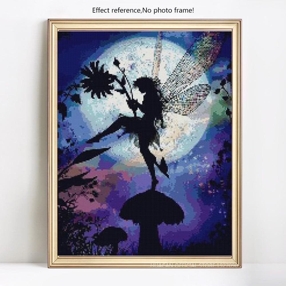Diamond Painting Cartoon Moonlight Girl Full Dill Round Rhinestone Diamond Embroidery 20X30CM