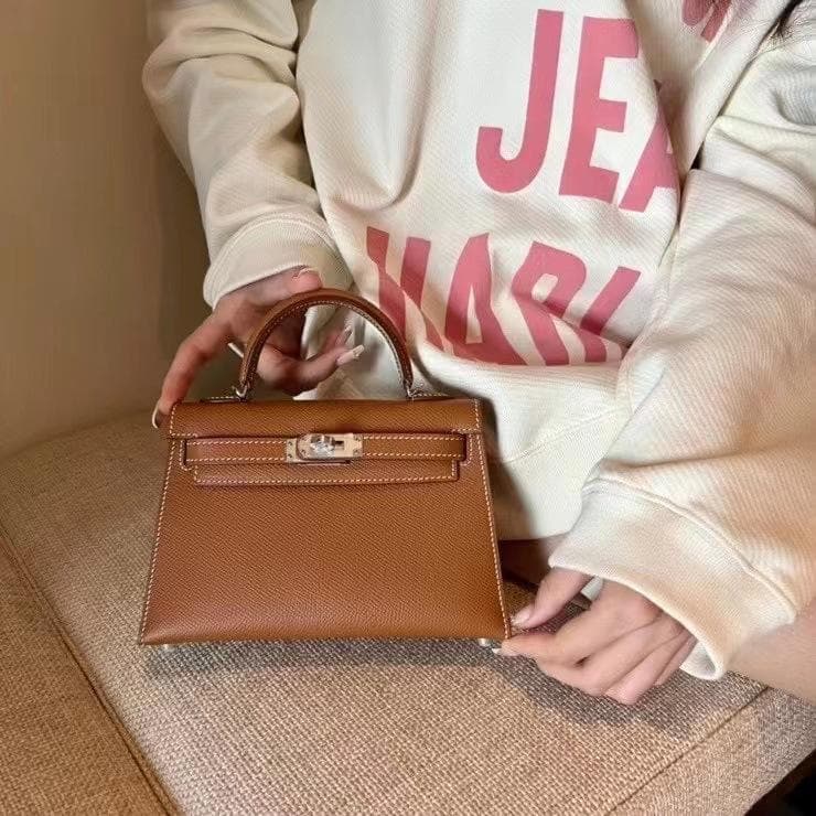 New Genuine Leather Second-generation Bag Mini Bag Palm Print Cowhide Single Shoulder Women's Crossbody Bag Classic Fashionable And Versatile 21cm+box with silk scarf silver/brown