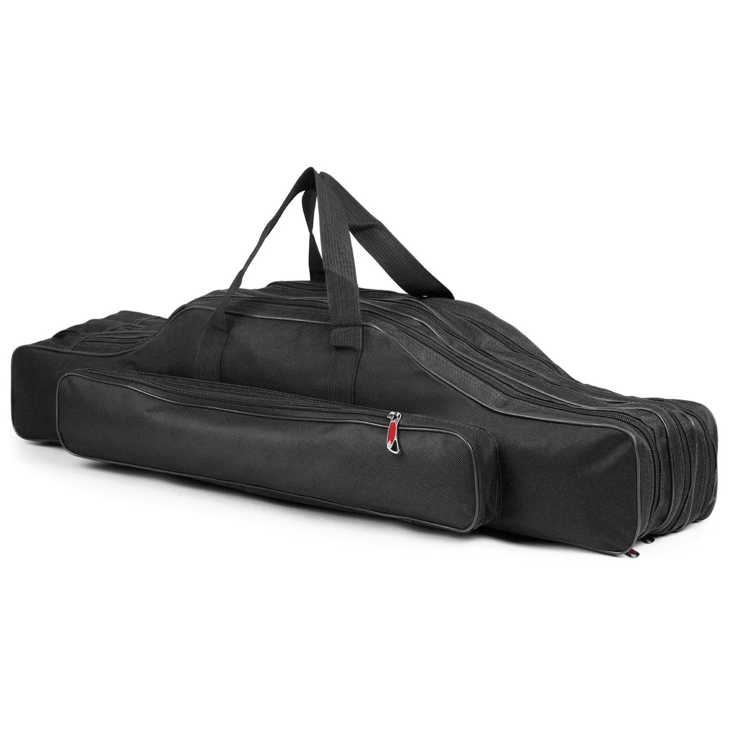 3 Layers Fishing Pole Bag Portable Folding Rod Carry Case Fishing Reel Tackle Storage Bag Case 90cm black