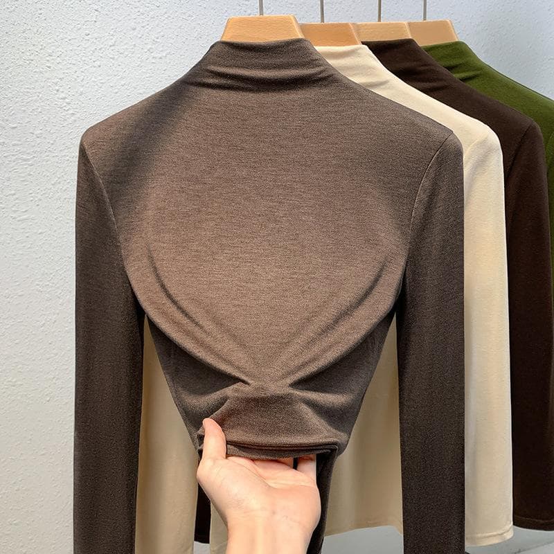 Semi-turtleneck bottoming shirt women's new women's clothing warm inner cover received top 3XL