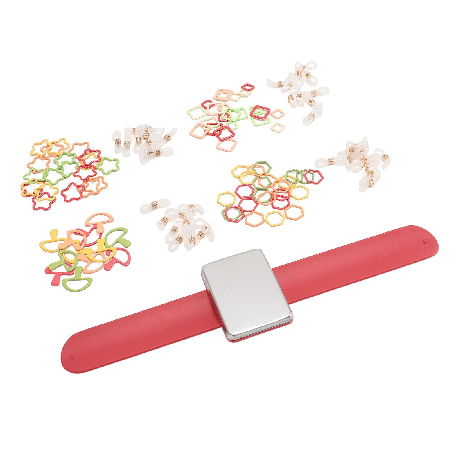 Magnetic Pin Holder Wristband Wrist Sewing Pincushion Needle Cushion Bracelet with 4 Set Stitch red