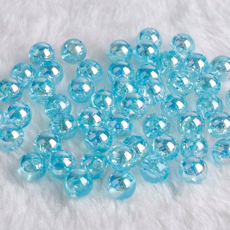 DIY Fashion Jewelry Accessory 6MM-12MM Acrylic Beads Round Shape 23 Colors Bracelet Department Spac 10mm 50pcs light blue