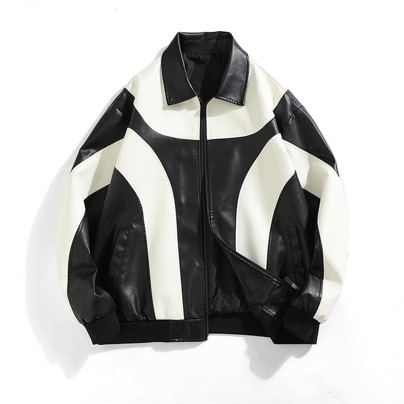 Men's Lapel Leather Jacket Autumn and Winter New Men's Clothing Youth L