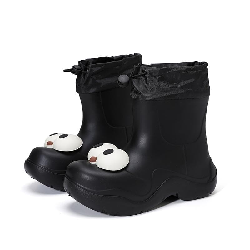 Women Rain Boots Cute Big Eyes Rain Shoes for All Ages Ladies EVA Insole Anti-Slip Gumboots for Women and Girls 40-41Foot length(250mm) black