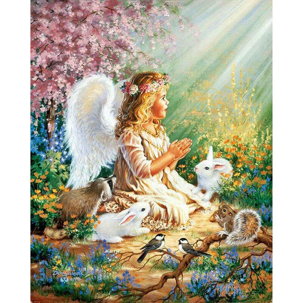 Cross Stitch Kit DIY Diamond Embroidery Little Angel Full Round Diamond Painting Mosaic Home Decor 20X30CM