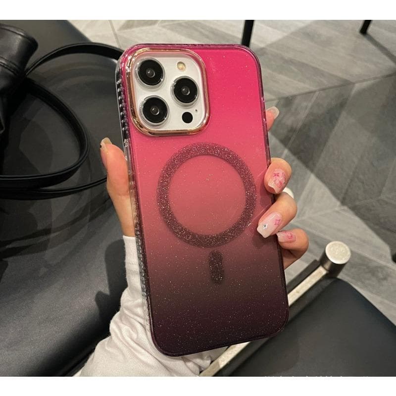 Glitter Powder Suitable for Apple 16 Gradient Magnetic Charging Mobile Phone Case Creative IPhone 15 Fall 14 ProMax Protection Case iPhone11