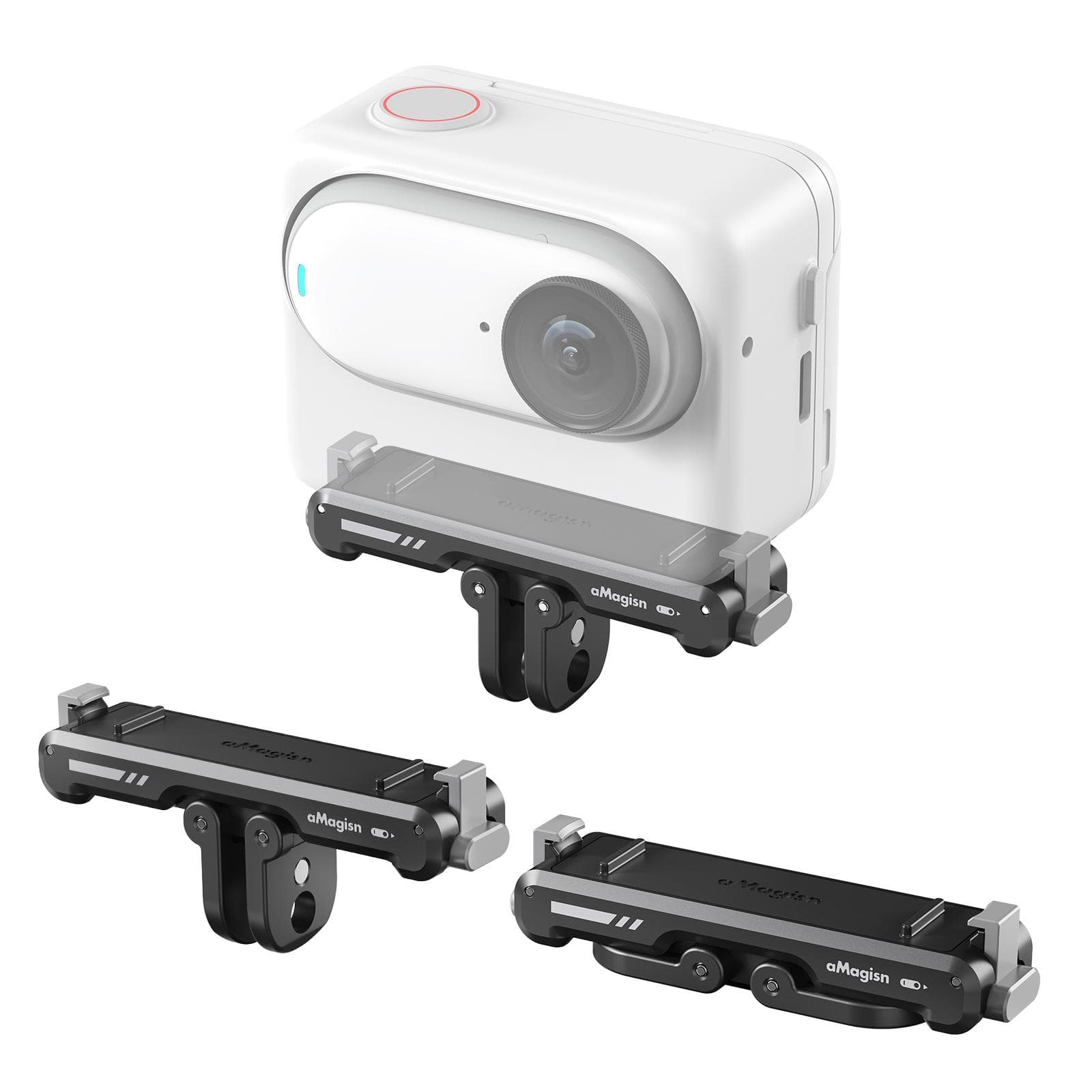 aMagisn AG11 Magnetic Quick Release Mount Base for Action Camera Aluminum Alloy Camera Mount with black