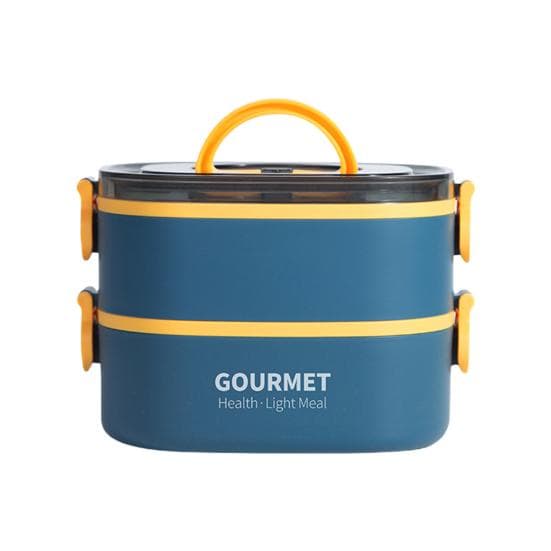 1400ML/2000ML Leakproof Bento Lunch Box with Spork Stackable Reusable for Kids Adults Microwave Dishwasher Freezer Safe Dual Layer blue