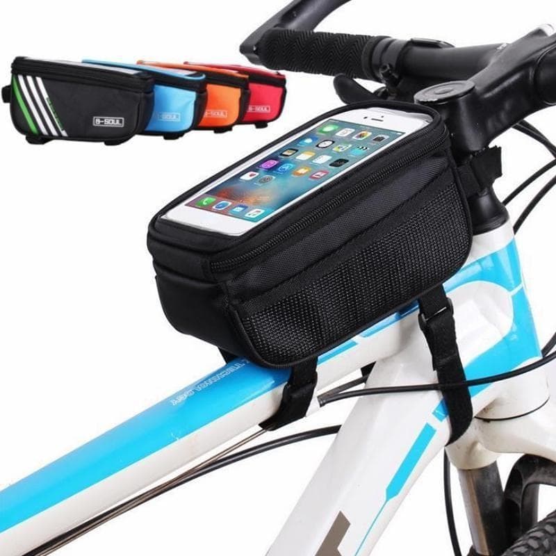 Portable Rainproof Bicycle Bag Frame Front Top Tube Cycling Bag Reflective 6.5in Phone Case Touchscreen Bag Bike Accessories blue