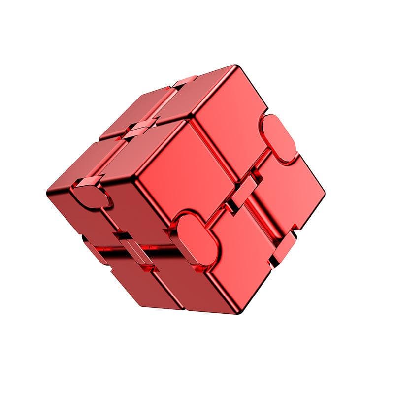 Fidget Infinity Cube Toy, Aluminum Alloy Metal Infinity Cube Gadgets Toys for Adults, Magic Cube for Stress Anxiety Relief 3.8*3.8*3.8cm red