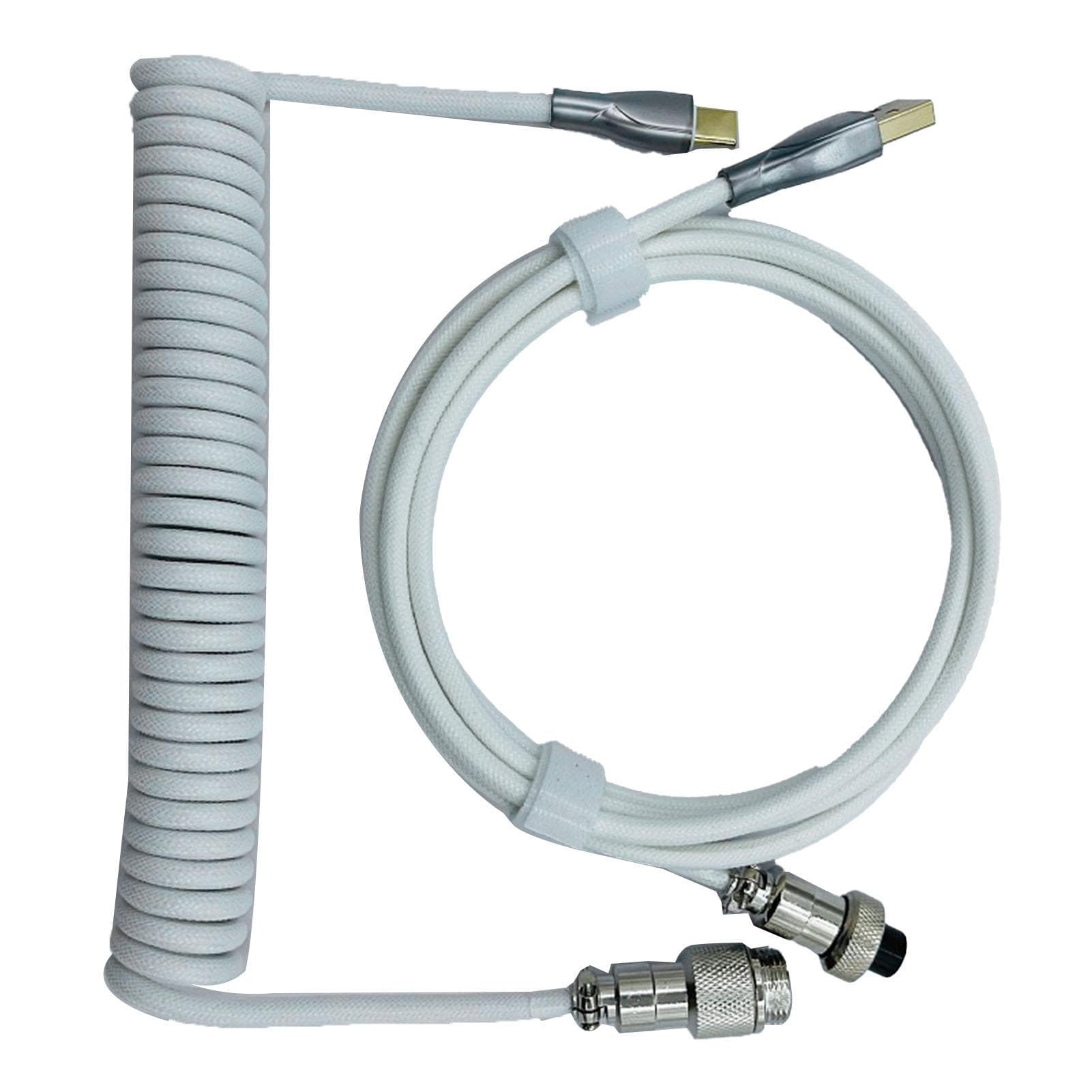 Gaming Keyboard Cable Professional Retractable Sturdy Connector Coiled Keyboard Cable for white