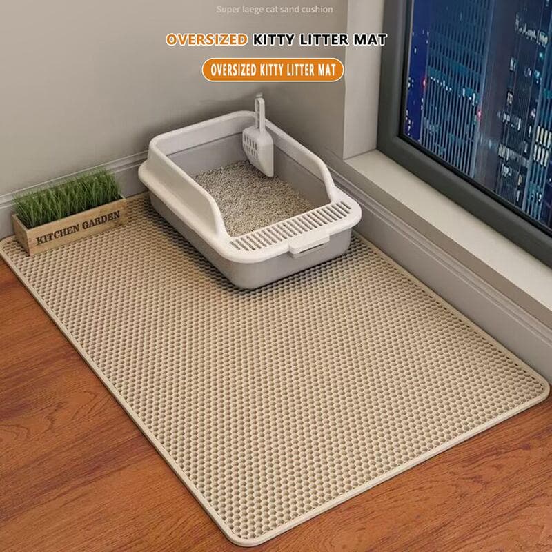 Cat Litter Mat Double Layer Waterproof Urine Proof Trapping Mat Easy To Clean Non-Slip Toilet Pad Cat Scratch Pad Large Foot Pad 30*30cm khaki