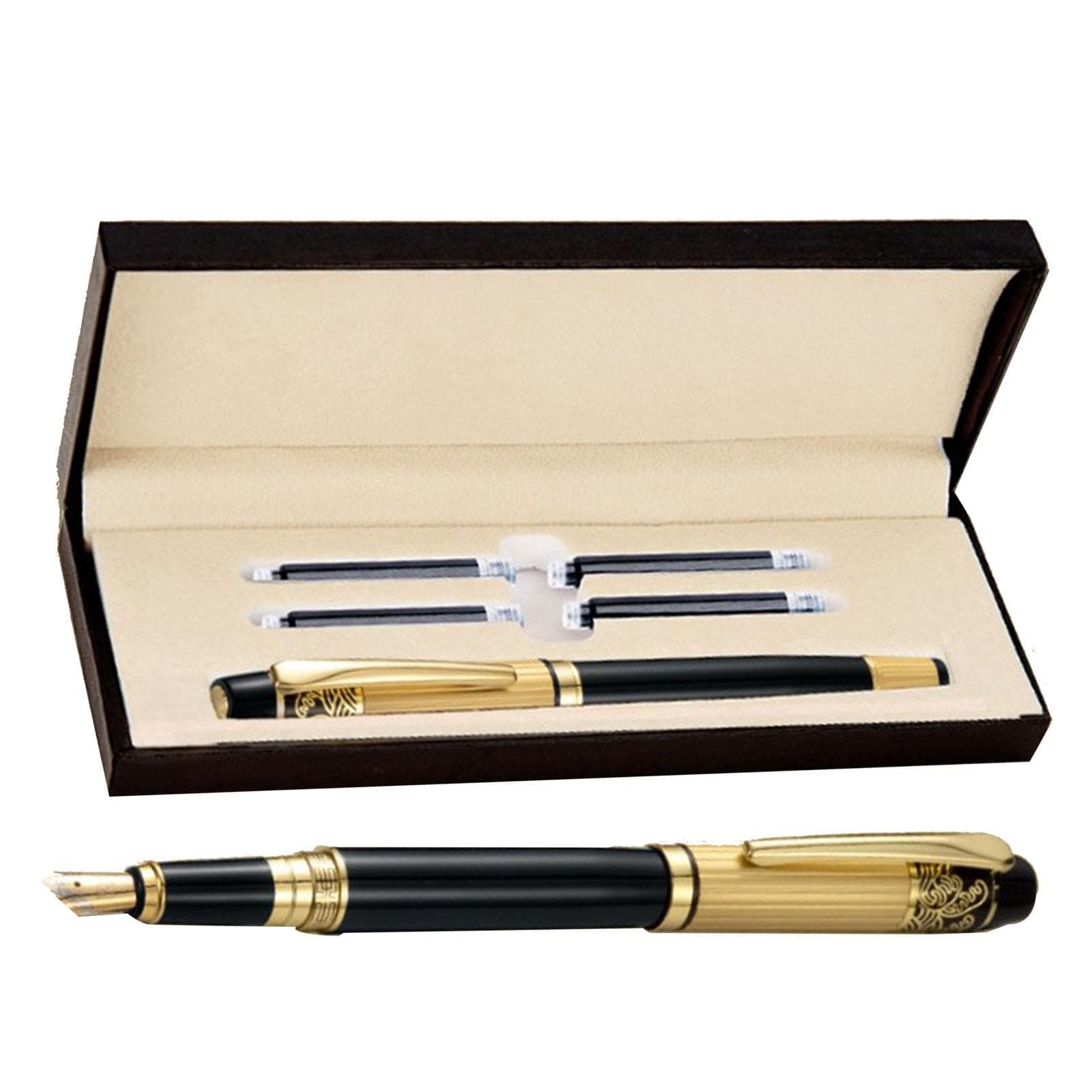 Frosted Fountain Pen with Ink Cartridge Comfortable Grip Fountain Pencil Set for Student Office