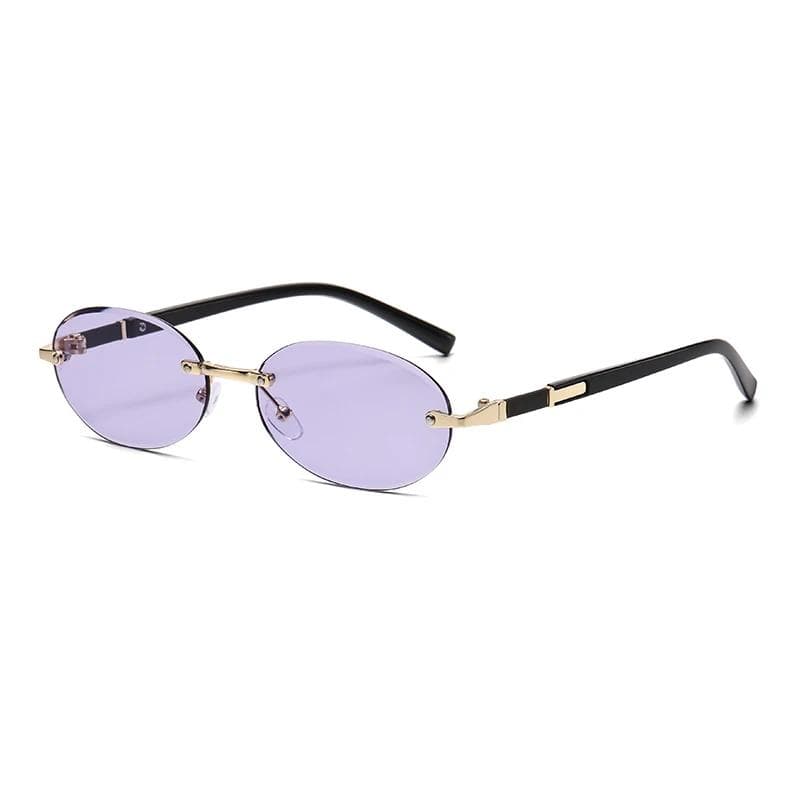 Personalized Oval Frame Sunglasses Retro Women Men Metal High-end UV400 Traveling Luxuy Frameless Trimming