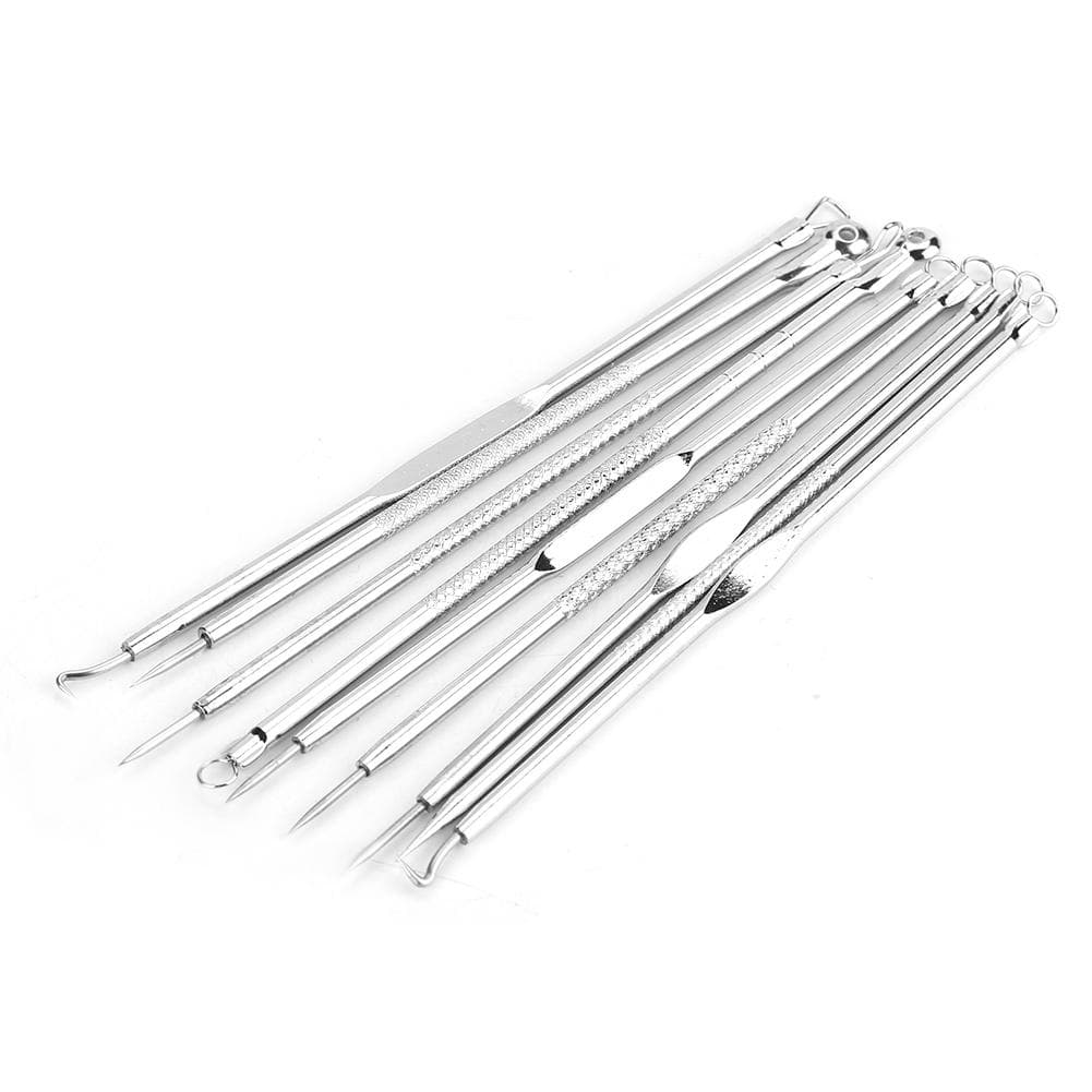 9Pcs Blackhead Extractor Set Stainless Steel Comedone Pimple Removal Face Cleaning Tool #01