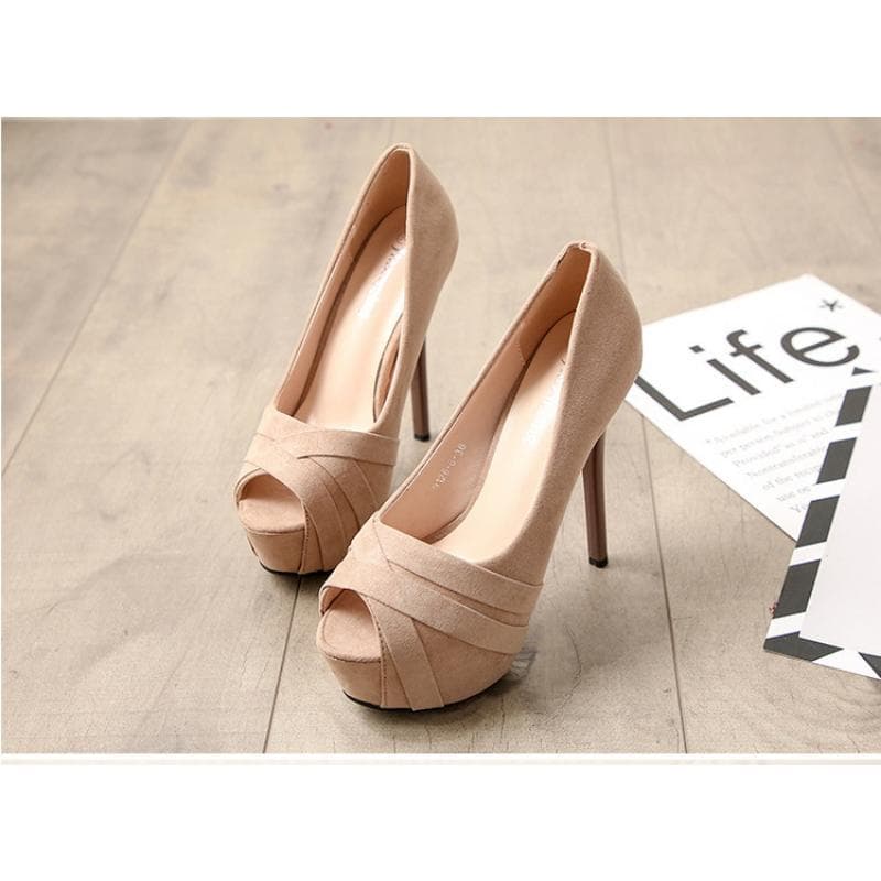 New Fashion Trend Sexy Lady Business Fish Mouth Super High-heeled Waterproof Platform High-heeled Shoes 37