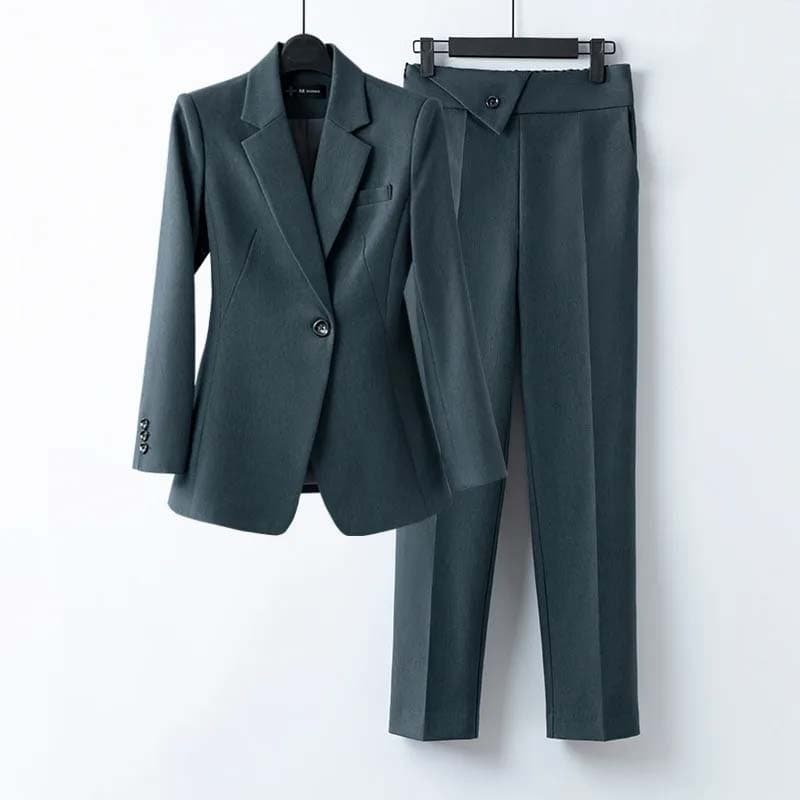 Blazer Suits Women's Workplace Luxury Suit Casual Temperament and Fashionable Dress Tool Blazer Jacket + Suit Pants Two-piece Set L dark grey