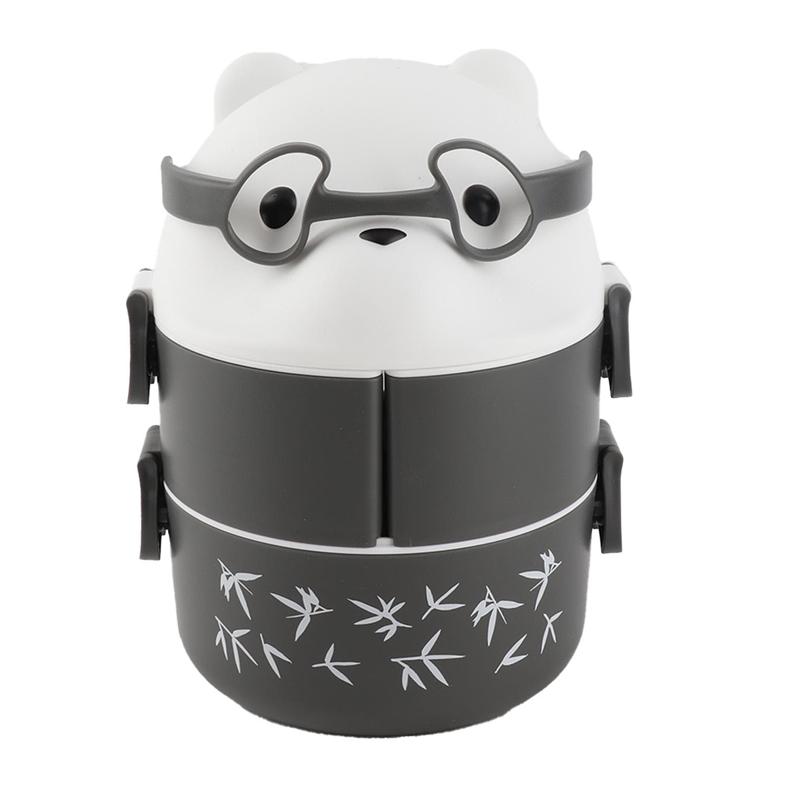 Lunch Box 2 Layers Containers Portable Lunch Box Reusable Leakproof Food Container for School Work Gray