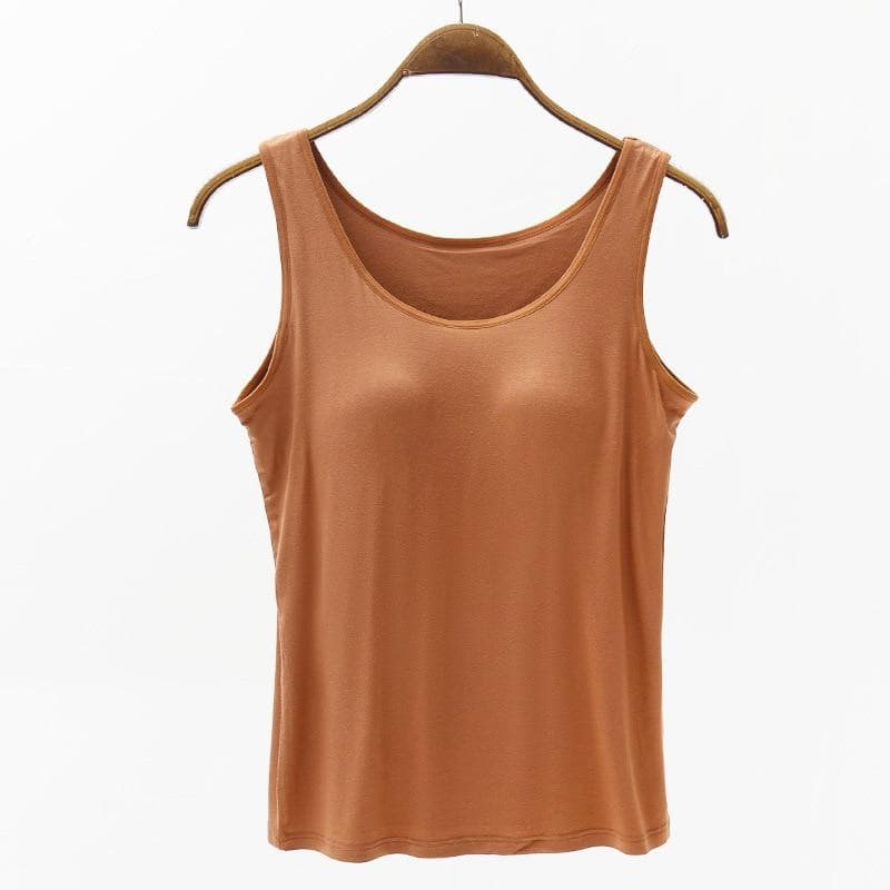 Women's Large Modal Camisole Lingerie Top for Summer with Five-Finger Cup Chest Pad and Wide Shoulder Straps - Multiple Color Options XXXL