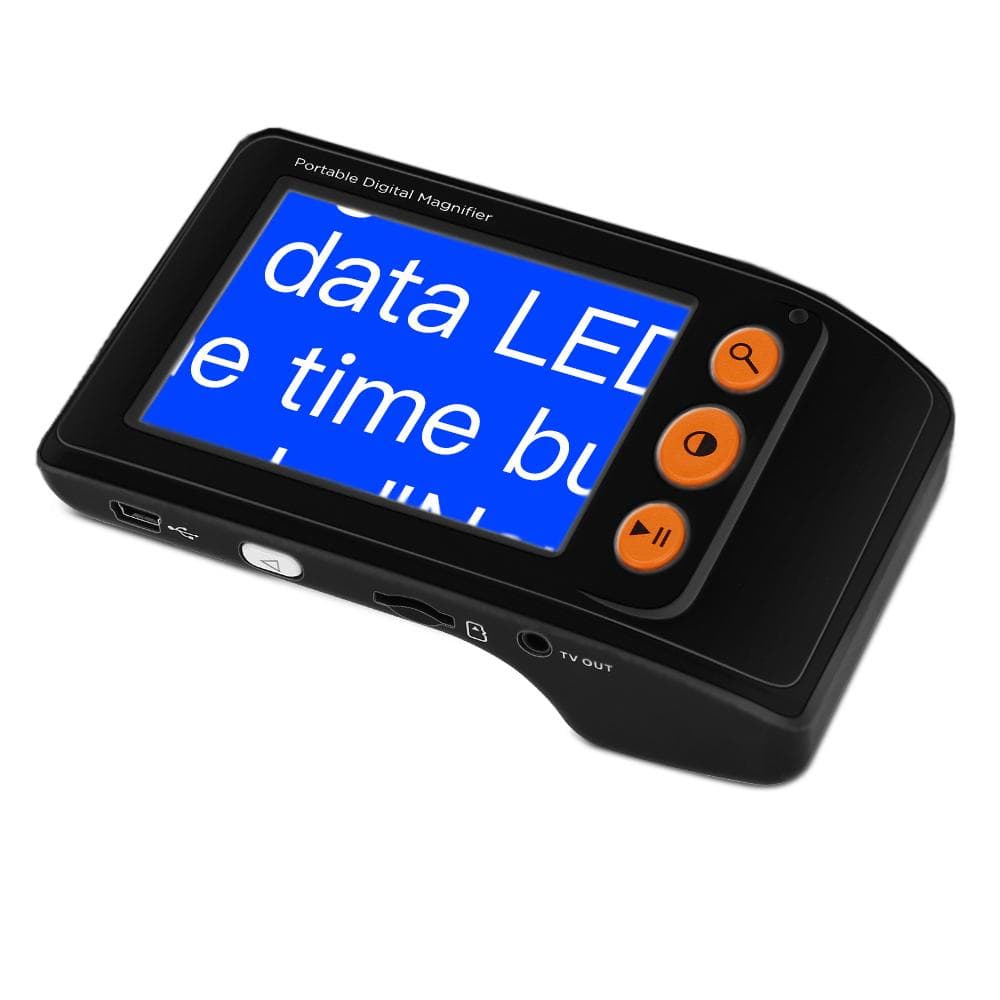 Portable Digital Magnifier Reading Aid 3.5 Inch LCD Screen for Low Vision 2x-25x Zoom Foldable HandleAA black