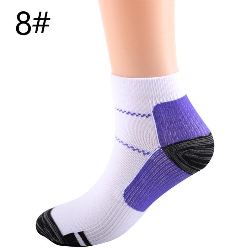 1 Pair Athletic Men Women Compression Socks Pressure Socks Arch Ankle Support Sports Running L/XL purple/white