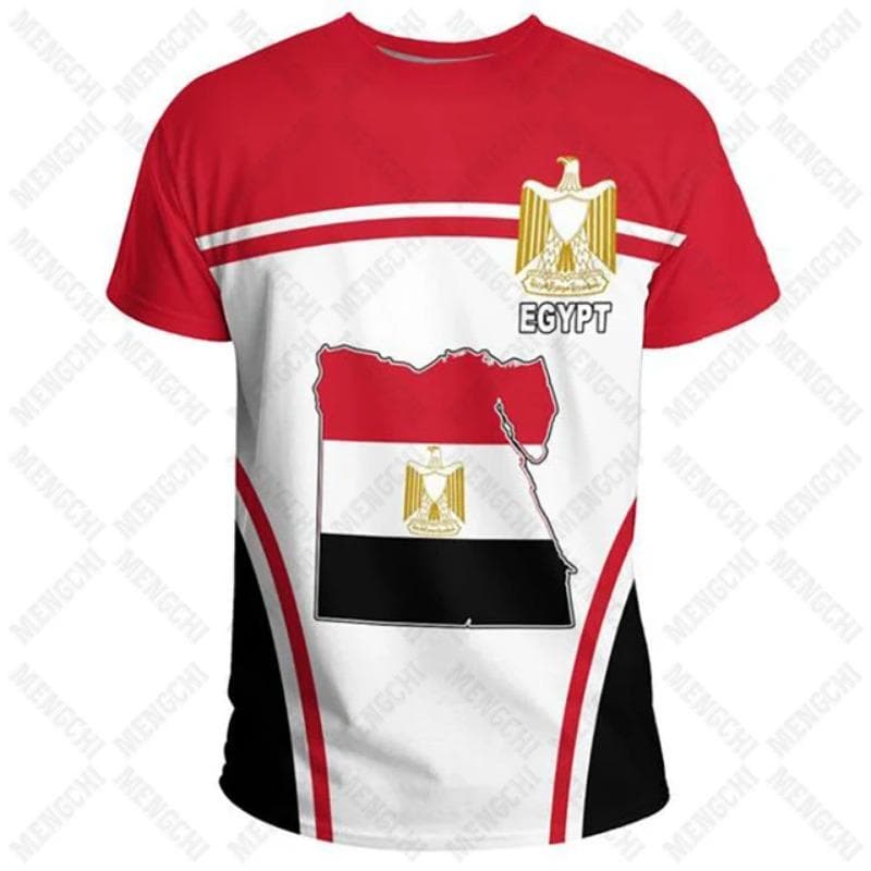 Egypt Flag & Coat of Arms Graphic Tee Summer Casual Pullover Men's Fashion O-neck T-shirts Boys Oversized Short Sleeve Tops M