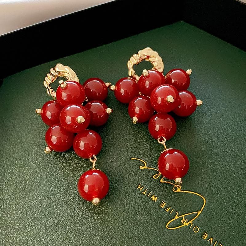 Trend Round Tassel Earrings For Women Exaggerated Round Drop Earrings Fashion Jewelry Gift red