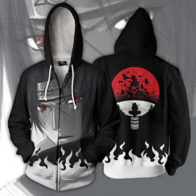 High Quality Anime Naruto Rei Akatsuki Printed Zipper Pullovers Hooded Hoodies Anime Pullovers Anime Cosplay Plus Size XL