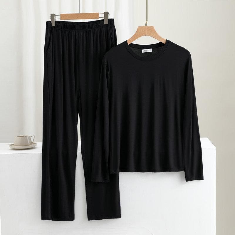 Cotton Loose Men's Long Sleeved Wide Leg Pants Casual Home Clothing Set for Spring and Summer Thin Pajamas Two-piece Set 6XL