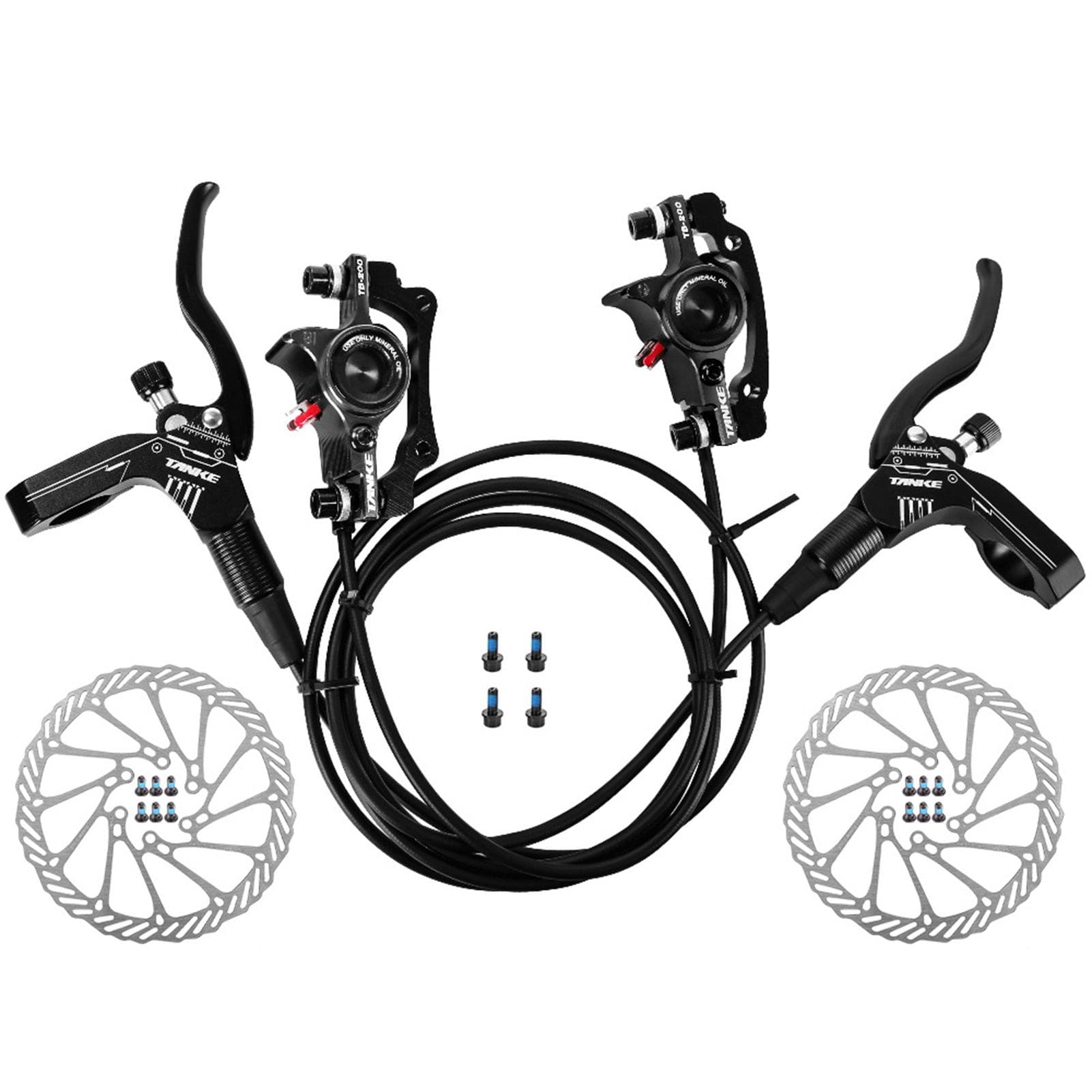 Bicycle Hydraulic Disc Brakes Front Rear Calipers Set for MTB Mountain Bike Left Right Brake Lever Front left & Rear right & 160mm rotor black